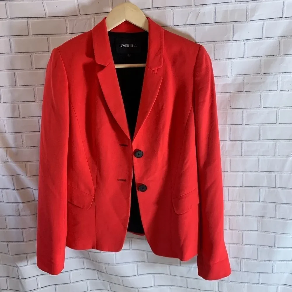 Lafayette 148 NewYork Orange Fitted‎ Blazer Sz 4